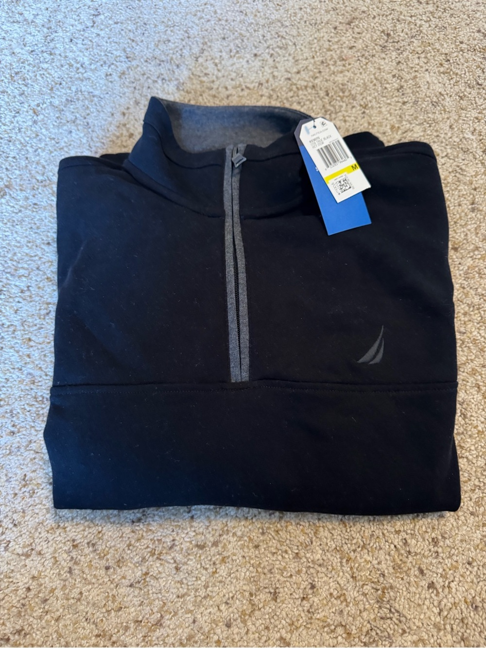 Nautica Quarter Zip Black Super Soft Sueded Fleece Pullover. New w/tags. Medium.